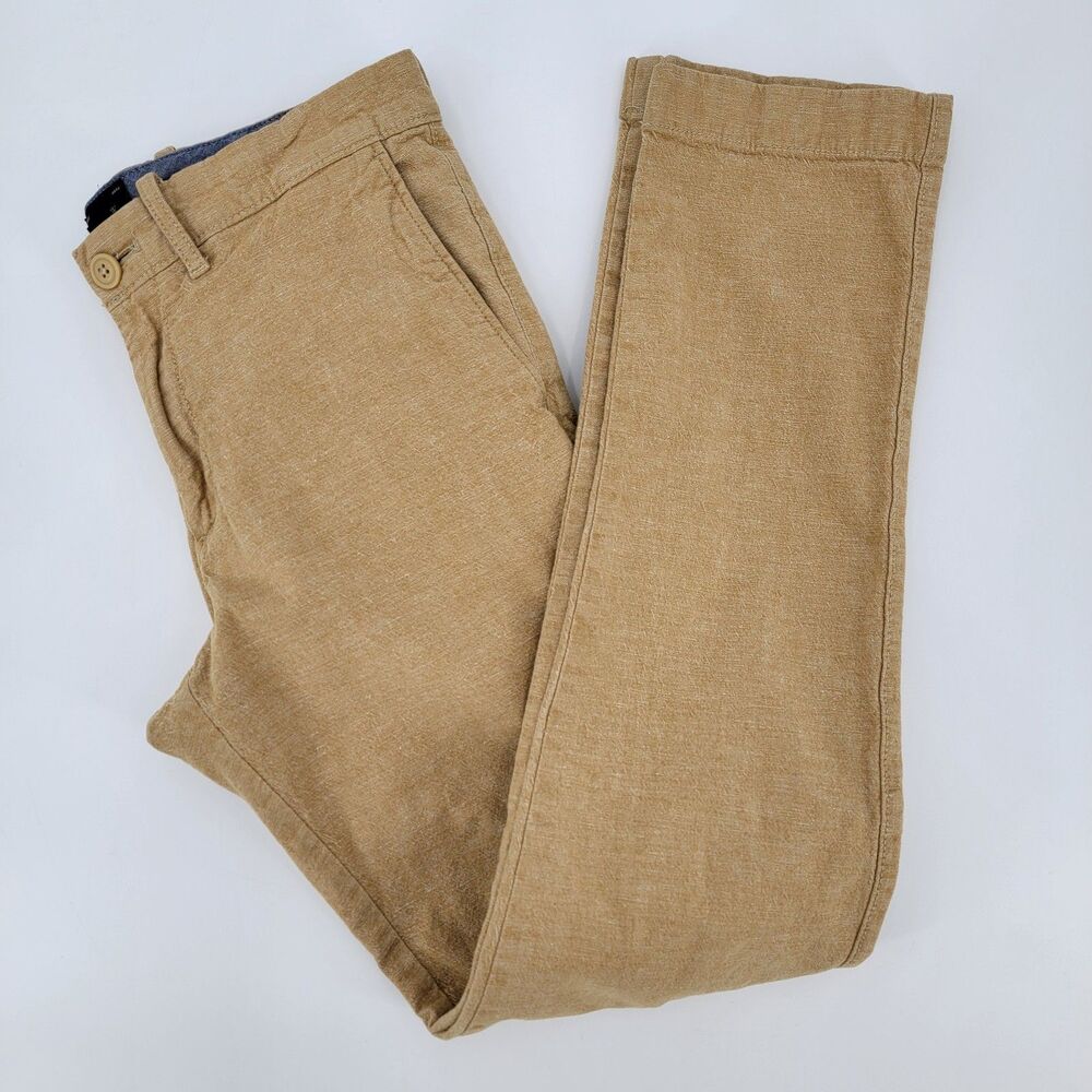 J.Crew Mens 484 Slim Straight 28x32 Beige Cotton/Linen Blend Jeans